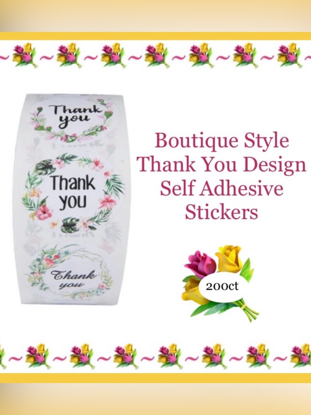 200ct~Thank you Stickers W/Bonus Bags 🌟🆕🌟  (2 for $20)